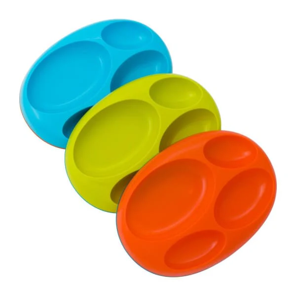 Platter Lrg Divided Edgeless Plate Asst. 3Pk