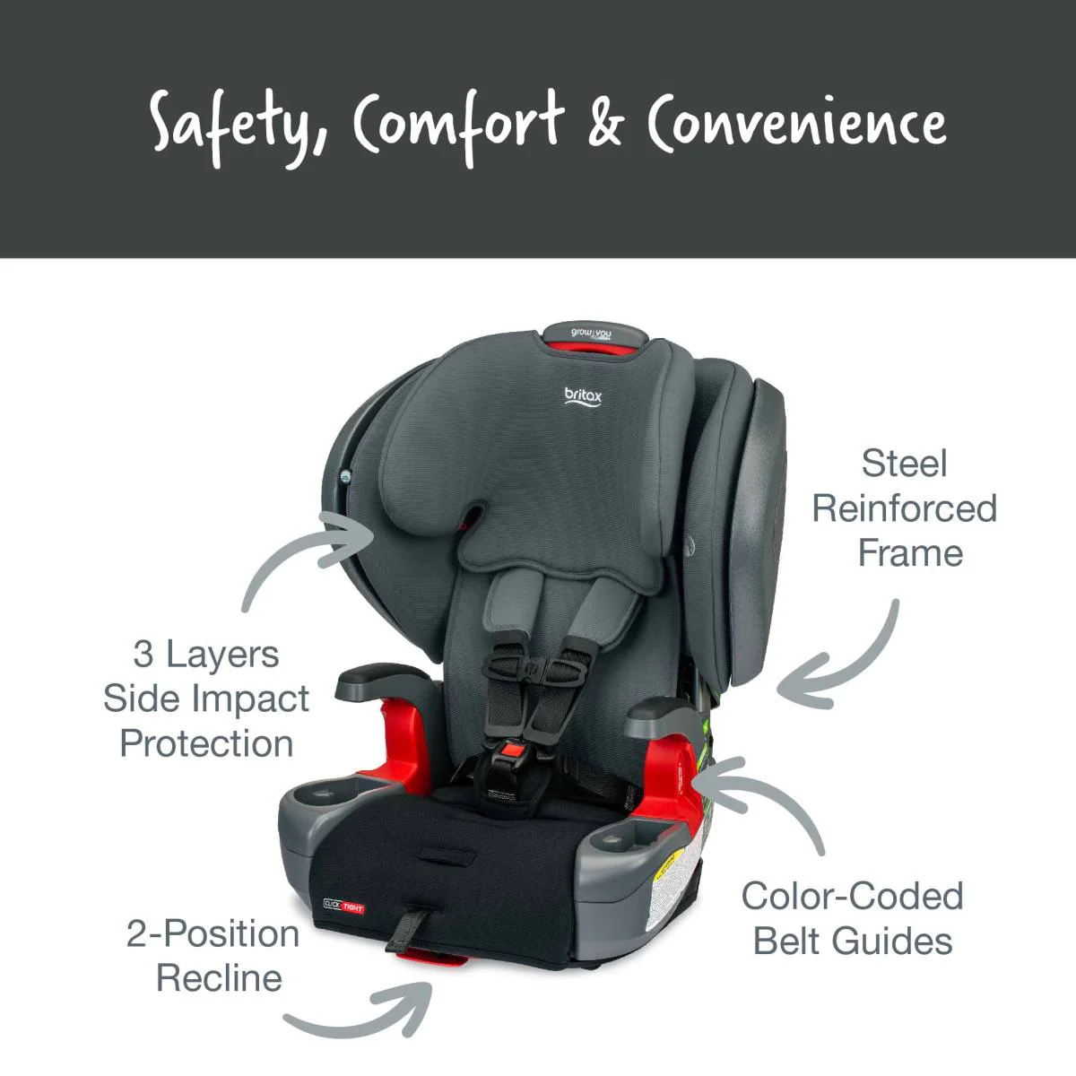 Britax Grow With You ClickTight+ Harness-to-Booster Seat with Safewash - Image 6