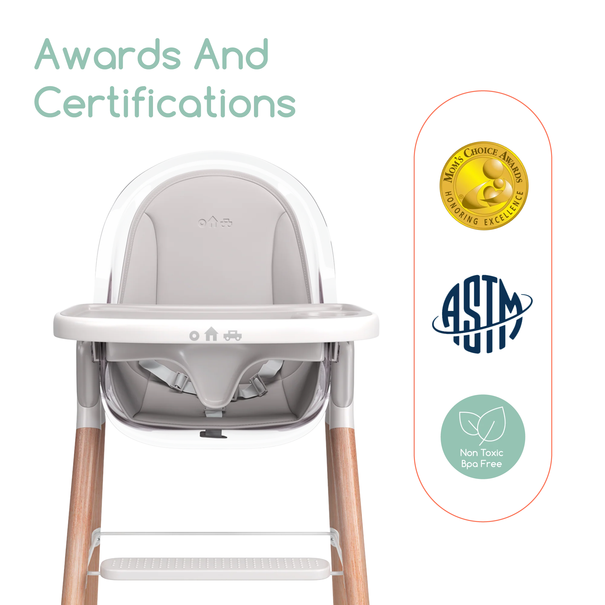 Children of Design Classic Non-Reclinable High Chair with Removable Seat Cushion - Image 5