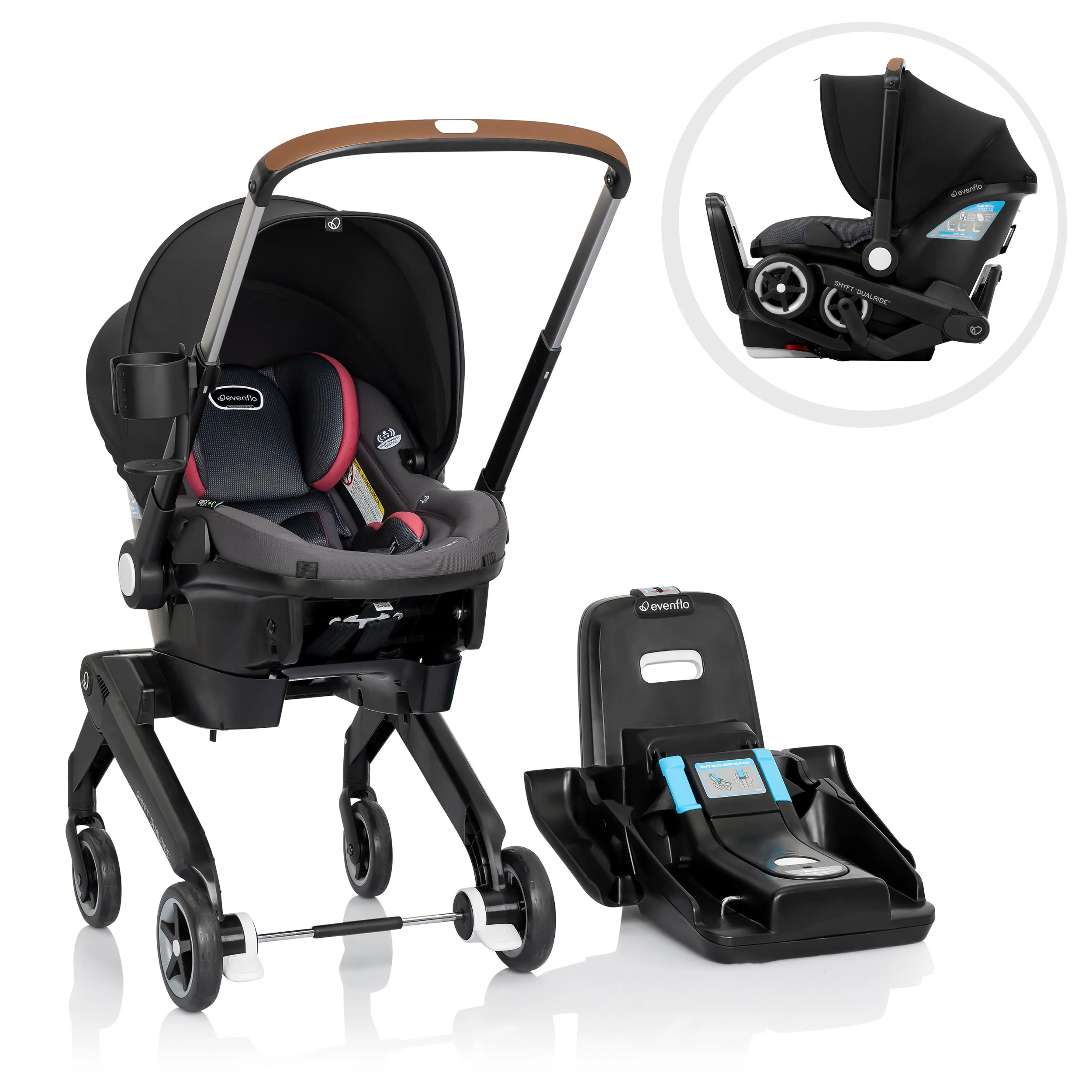 Evenflo Shyft DualRide Infant Car Seat and Stroller Combo with Carryall Storage - Image 4